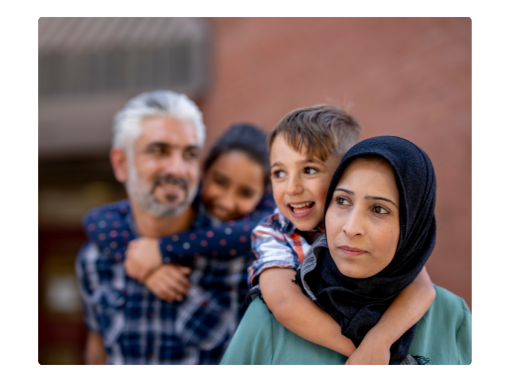 family of refugees together